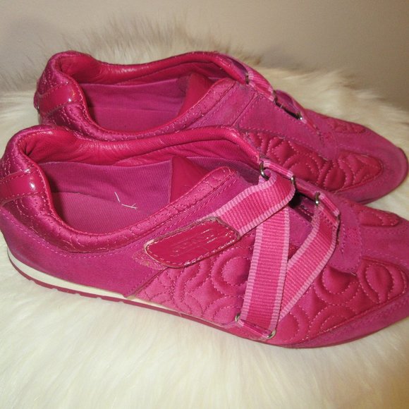 COACH pink sneakers velco/slip on  shoes Karra Size  8 1/2 - Picture 3 of 9